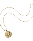 Gold small Cancer coin pendant on satellite chain