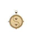 Gold small Gemini coin pendant featuring twin stars