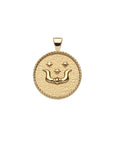 Gold small Taurus coin pendant with bull horns and star details