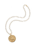 Gold Peace Coin on Drawn Link Chain
