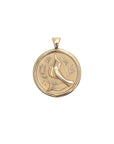 Gold Coin Pendant with bird and flower design
