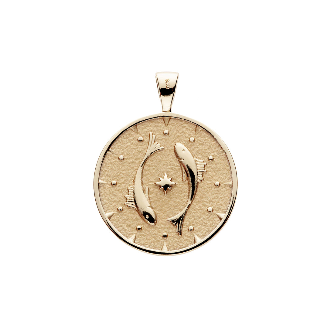 Gold original Pisces coin features two fish with a star in the center