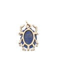 Back view of lapis scarab shows gold legs and setting