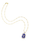 Lapis scarab on 14 karat satellite chain