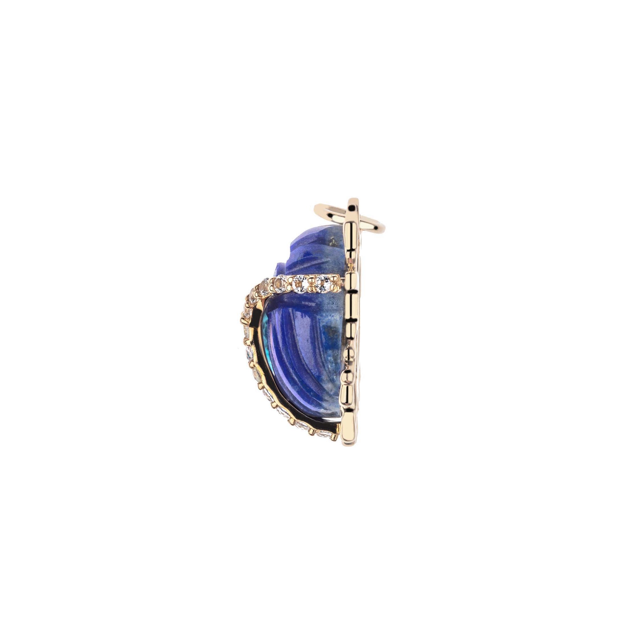 Side view of carved lapis scarab