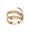 Side view of gold coiled snake ring