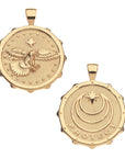 Front and back of protect eagle coin. Back features the Jane Win moon and star logo and the word PROTECT.