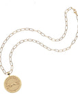 Fox coin pendant on drawn link chain