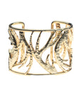 Gold cutout cuff bracelet with antler motifs