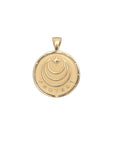 Gold Coin Pendant with Jane Win moon and star logo and word PROTECT underneath