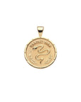 Gold Coin Pendant with Snake and French Gardez Bien (translation Guard Well)