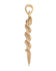 Side view of gold tusk pendant