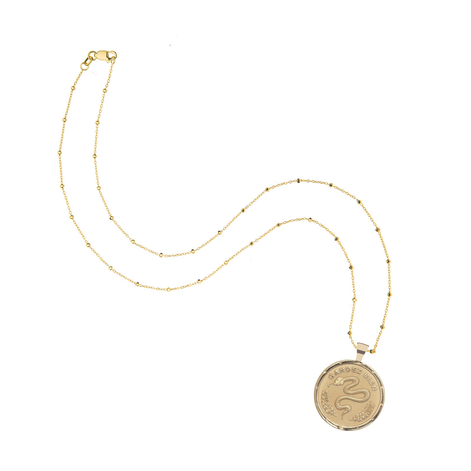 Gold protect coin on 14 karat satellite chain