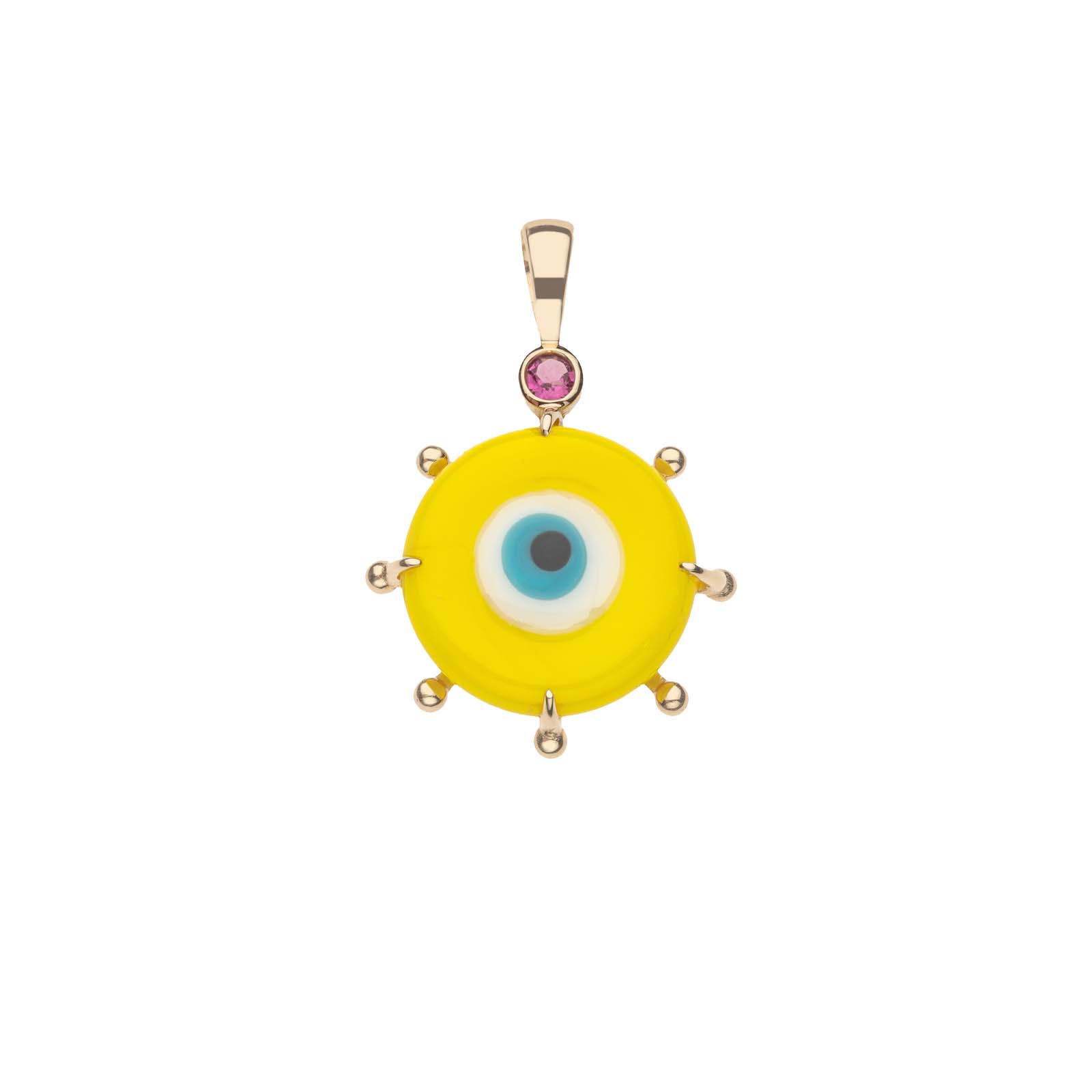 14K Gold Evil Eye Pendant / Greek Evil Eye 2024 Pendant in 14K Solid Gold / Protection Pendant