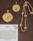 Stylized shot of the Texas coin, Texas petite embellished coin, and the pieces of a star chain