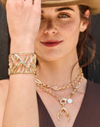Model wearing the protect guardian antler cuff
