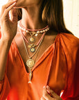 Double Wrap Beaded Necklace in Peachy Coral
