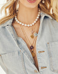 White Pearl Knotted Beaded Necklace