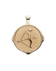 Gold original Sagittarius coin pendant featuring a bow and arrow and star