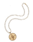 Gold original Scorpio pendant on the drawn link chain