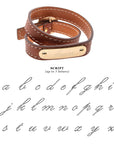 Brown leather double wrap bracelet with script font engraving option