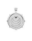 Silver Coin Pendant with Jane Win moon and star logo and word COURAGE underneath