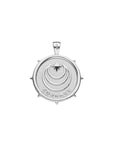 Silver Small Coin Pendant with Jane Win moon and star logo and word COURAGE underneath