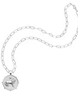 Silver Small Courage Coin Pendant on drawn link chain