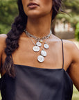Silver Necklaces Layered on Model