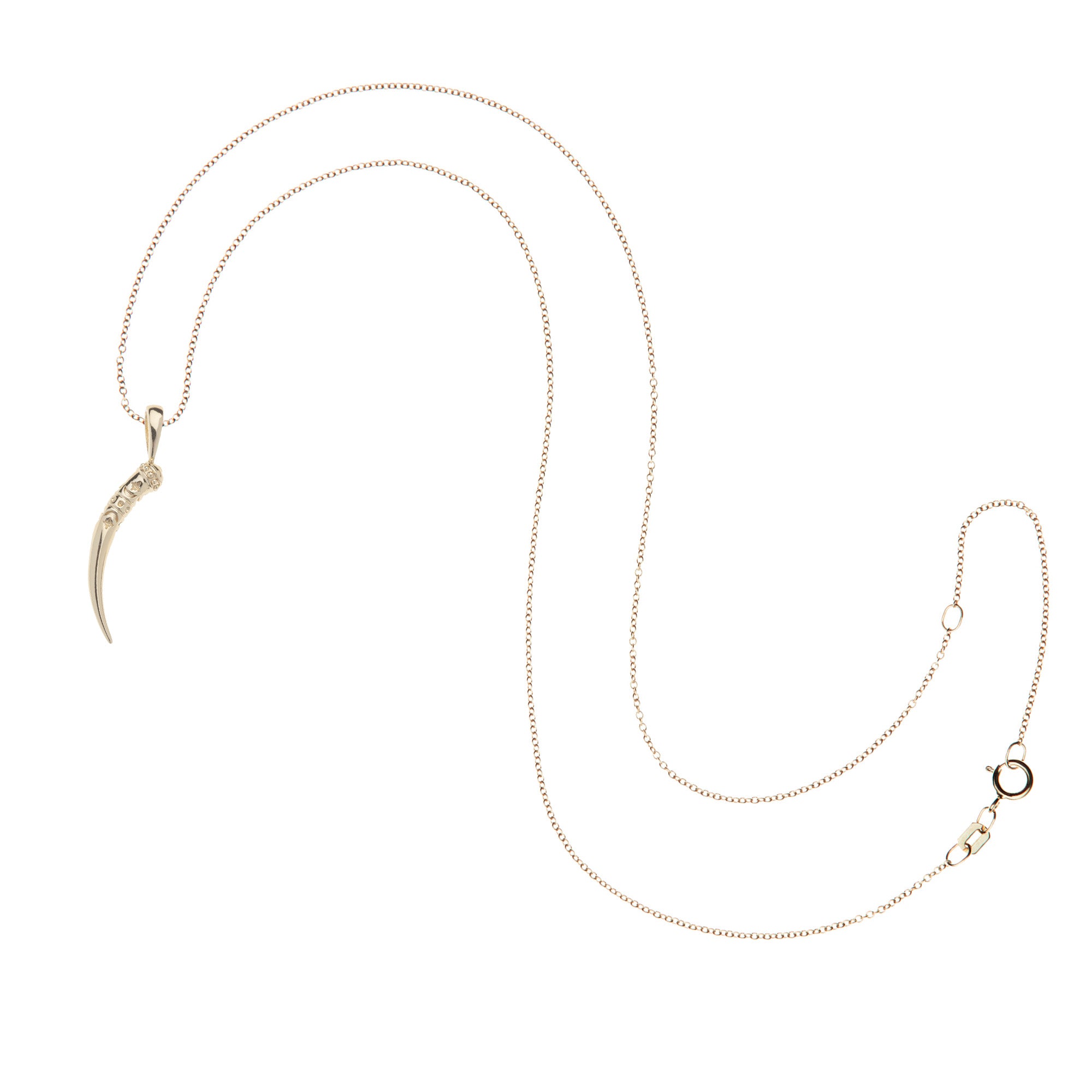 Gold tusk pendant on 10 karat adjustable chain