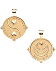 Gold Coin with Yin and yang of hearts (Front), Moon and Star Logo with word BALANCE beneath (back)