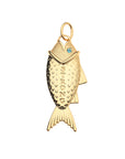 Back of strong amore fish pendant features the word STRONG