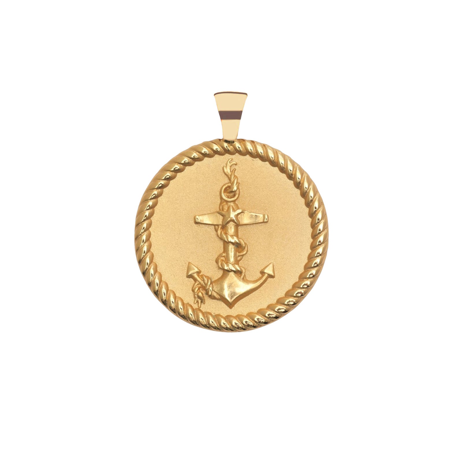 Gold Coin Pendant with Anchor, rope, and hidden starfish illustrations