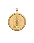 Gold Coin Pendant with Anchor, rope, and hidden starfish illustrations