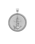 Silver Coin Pendant with Anchor, rope, and hidden starfish illustrations
