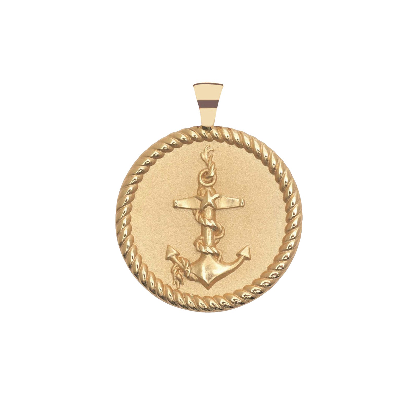 Gold Coin Pendant with Anchor, rope, and hidden starfish illustrations