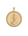 Gold Coin Pendant with Anchor, rope, and hidden starfish illustrations