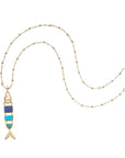 Gold fish pendant on satellite chain