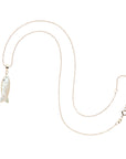 Carved fish pendant on 10 karat adjustable chain