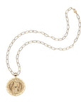 Strong circling koi fish coin pendant on the drawn link chain