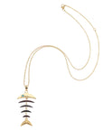 Strong wood fishbone pendant on the adjustable delicate chain