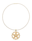 Gold starfish cutout coin on the omega wire