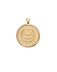 Gold Coin Pendant with Jane Win moon and star logo and word Strong