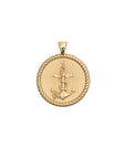 Gold Coin Pendant with Anchor, rope, and hidden starfish illustrations