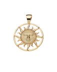Gold cutout sun coin pendant