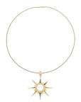 Gold supernova pendant on the omega wire