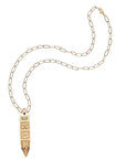 Gold lucky sun ray pendant with drawn link chain