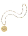 Tiger coin pendant on drawn link chain