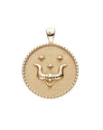 Gold original Taurus coin pendant with bull horns and star details