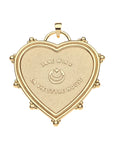 Back of gold heart pendant features moon and star logo as well as JANE WIN X LA VIE STYLE HOUSE